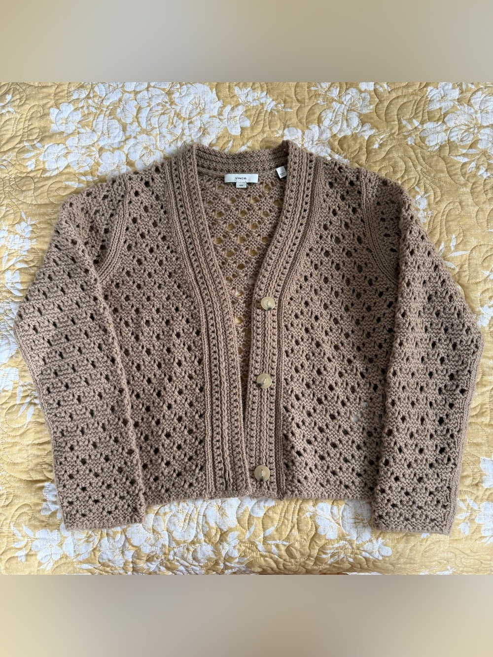 NWOT Vibce Crochet Wool Cardigan in Tan